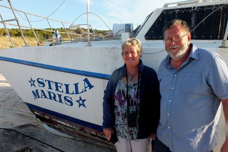 Johannes en DiedrÃ© Grobbelaar, eienaars van die seiljag, Stella Maris